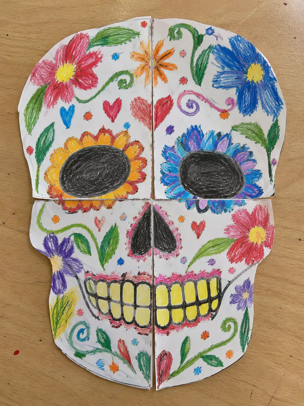 Bild in der Beschreibung des Unterrichtsmaterials Reihe: Dia de los Muertos- Der Tag der Toten (Zuckerschädel Halloween Kunst Grundschule) von Fraulein_Lehrerin #1