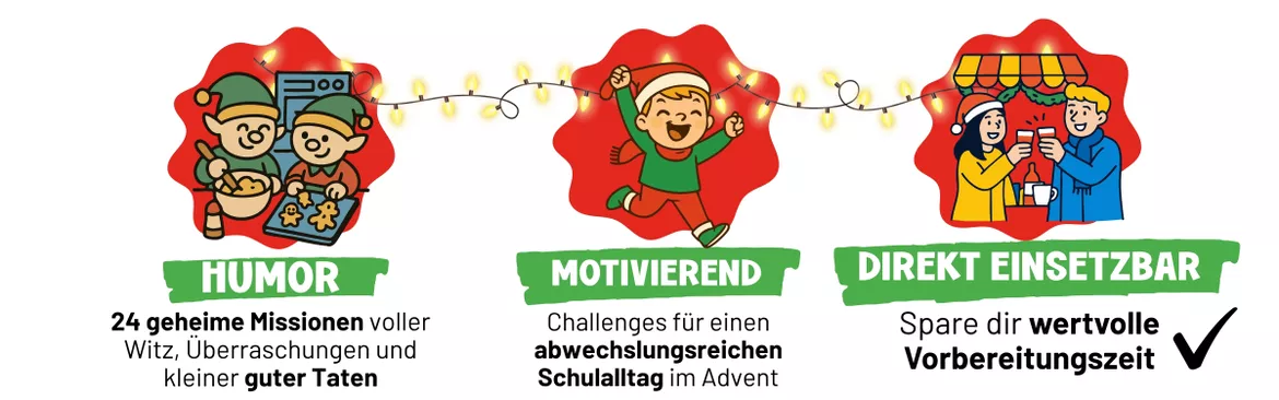 Bild in der Beschreibung des Unterrichtsmaterials Adventskalender Klasse 5 – 7 | 24 geheime Missionen & lustige Challenges von ms.doubtfire #1