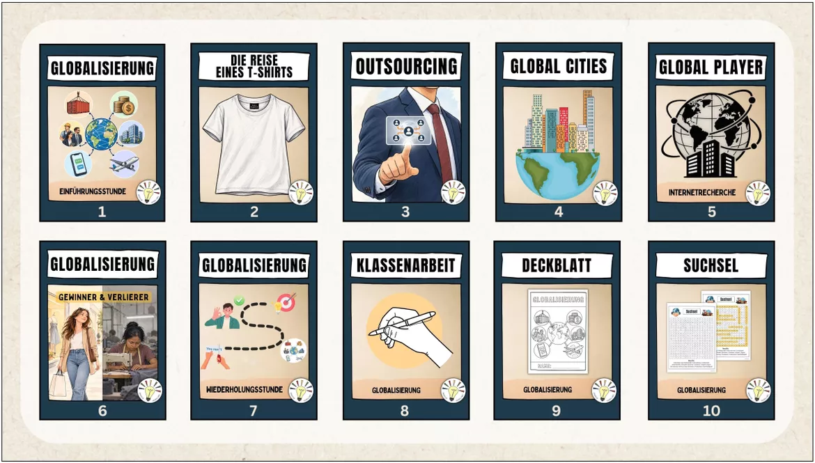 Bild in der Beschreibung des Unterrichtsmaterials Globalisierung | Klasse 8-10 (Materialpaket) von Colored Lines #2