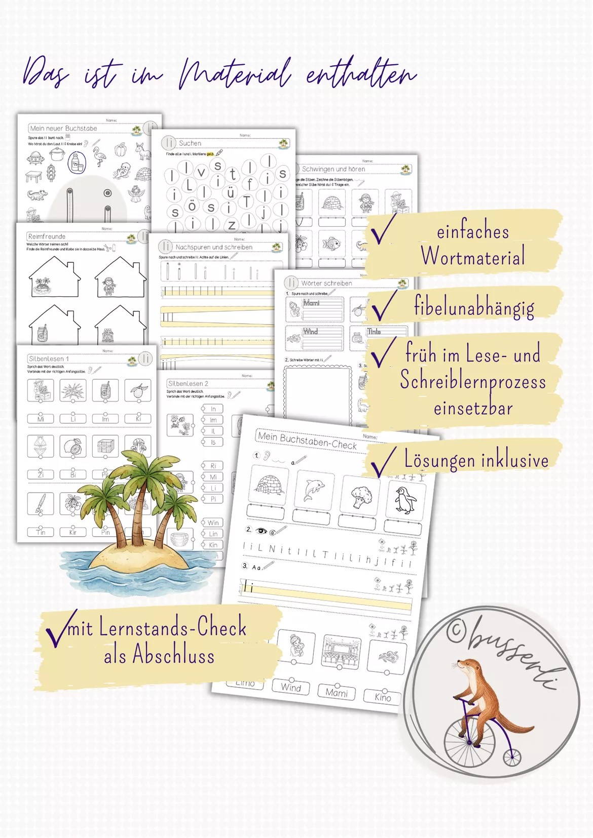 Bild in der Beschreibung des Unterrichtsmaterials BUCHSTABE Ii Druckschrift| Arbeitsblätter zur Buchstabenerarbeitung | Buchstabenweg | phonologische Bewusstheit Klasse 1 von busserli #1