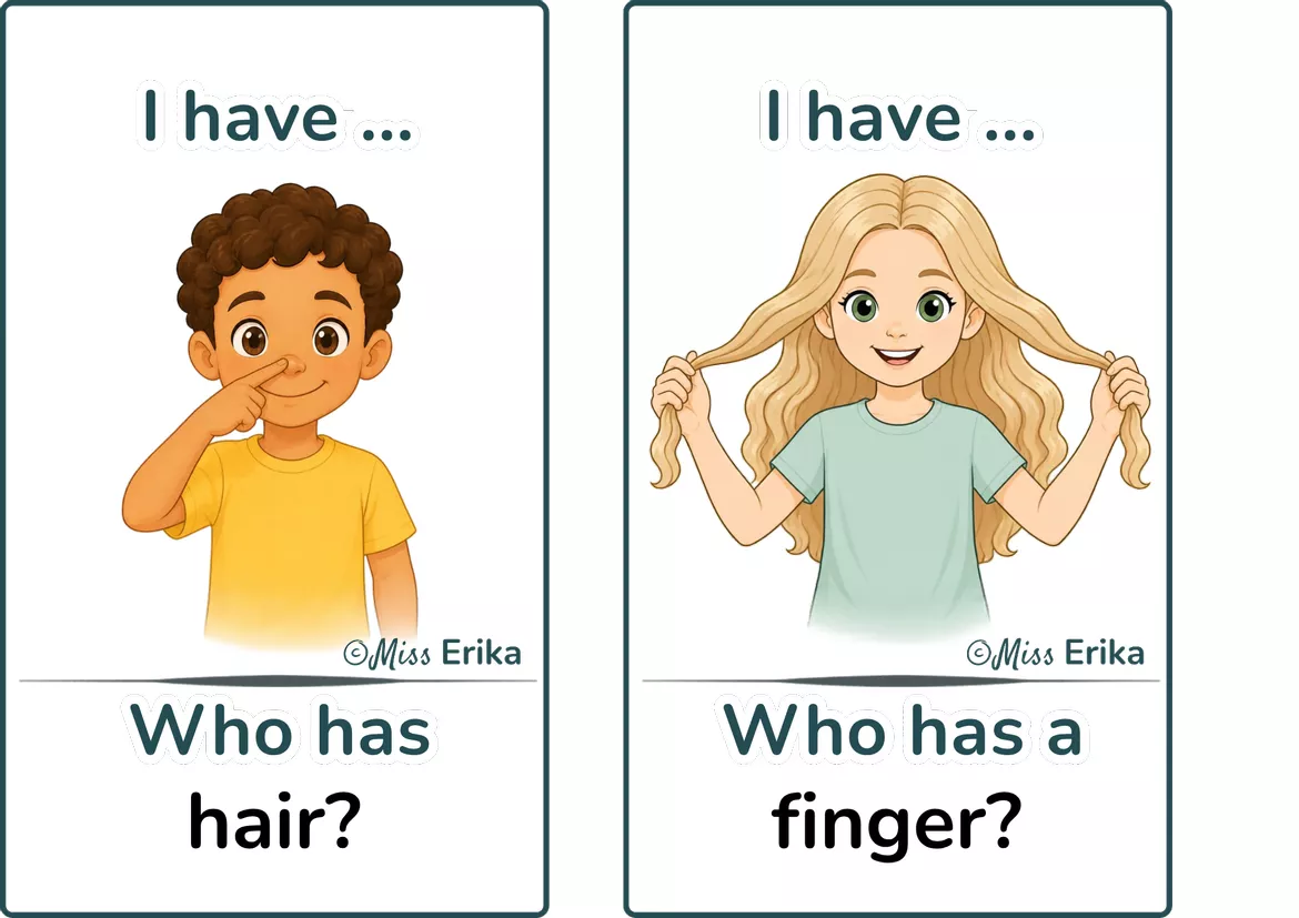 Bild in der Beschreibung des Unterrichtsmaterials Körperteile Englisch – Kettenspiel «I have… Who has…?» | My Body | Klasse 1–4 | Young World 1 Unit 2 von Miss Erika #1