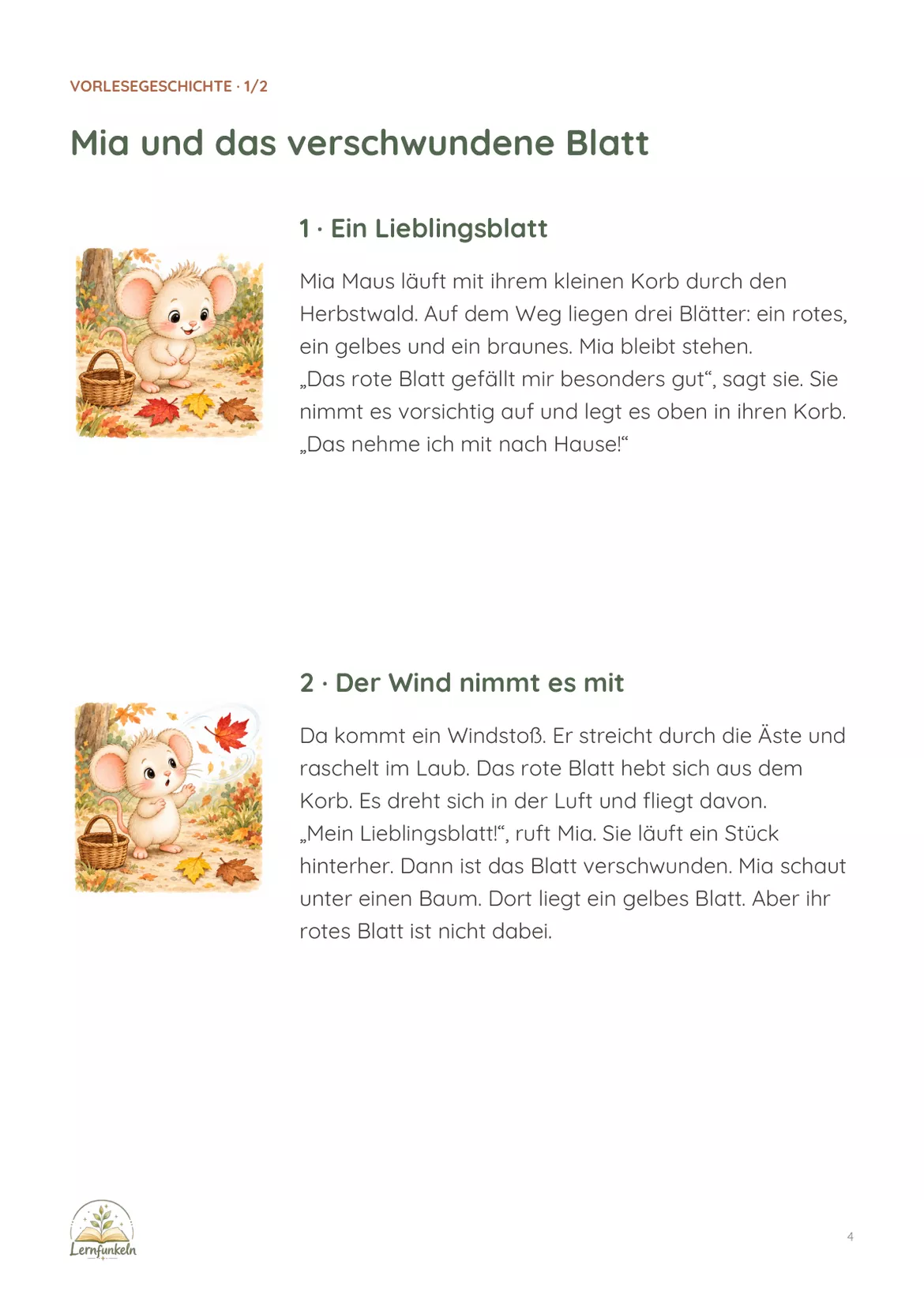 Bild in der Beschreibung des Unterrichtsmaterials Sprachverständnis spielerisch beobachten – Herbstgeschichte mit Mia Maus, Bildkarten & Beobachtungsbogen von Lernfunkeln Materialien #2