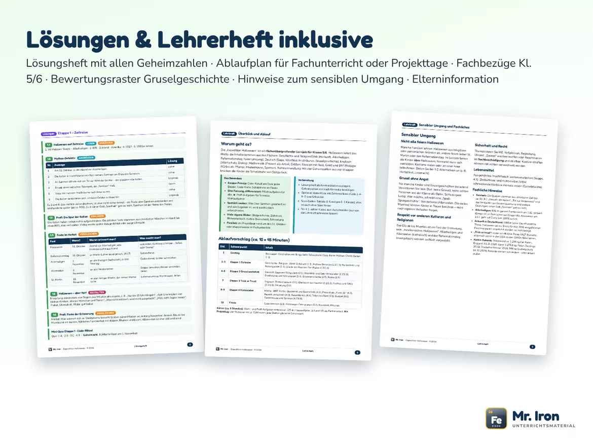 Bild in der Beschreibung des Unterrichtsmaterials Kostenlos - Expedition Halloween – Geschichte, Deutsch, Englisch, Mathe 5/6 - Escape Rätsel mit Lösungen - Freebie von Mr. Iron #4