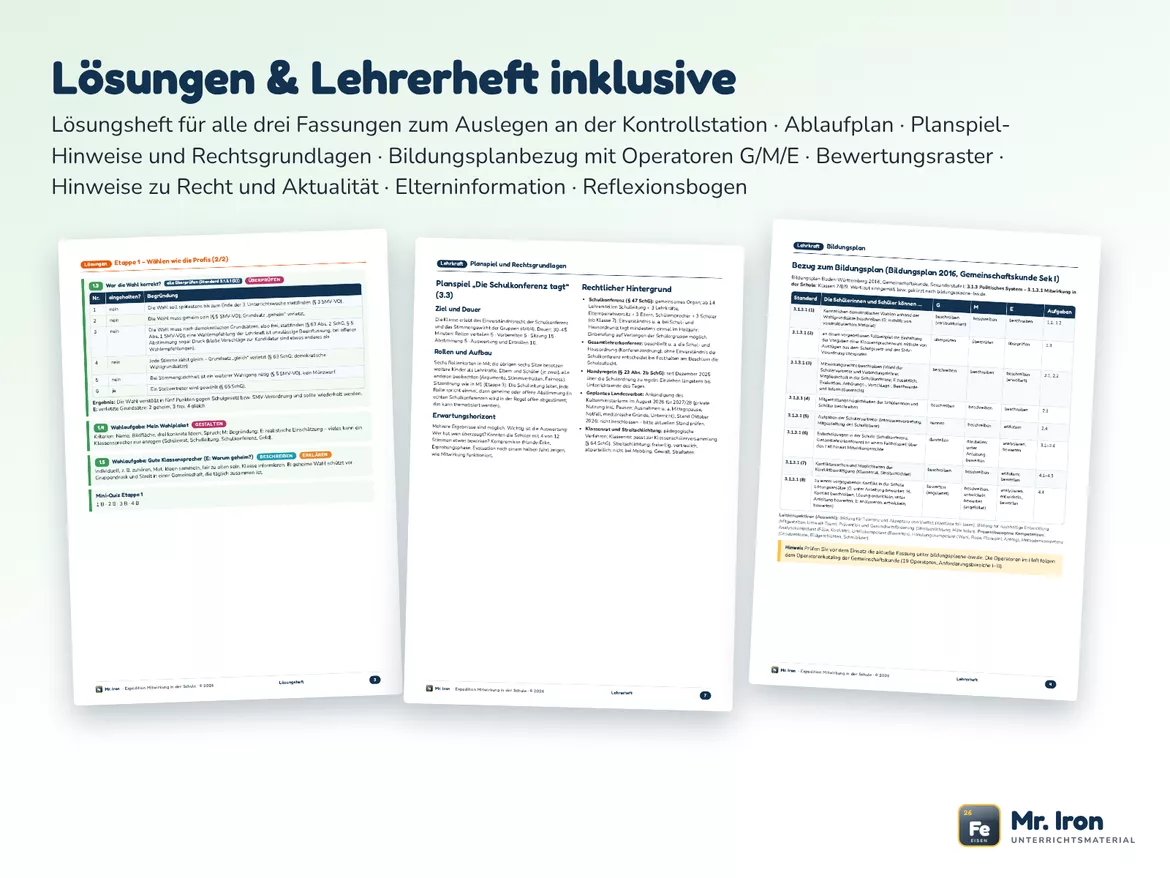 Bild in der Beschreibung des Unterrichtsmaterials Mitwirkung in der Schule – Lernjob Gemeinschaftskunde Kl. 7–9 von Mr. Iron #4