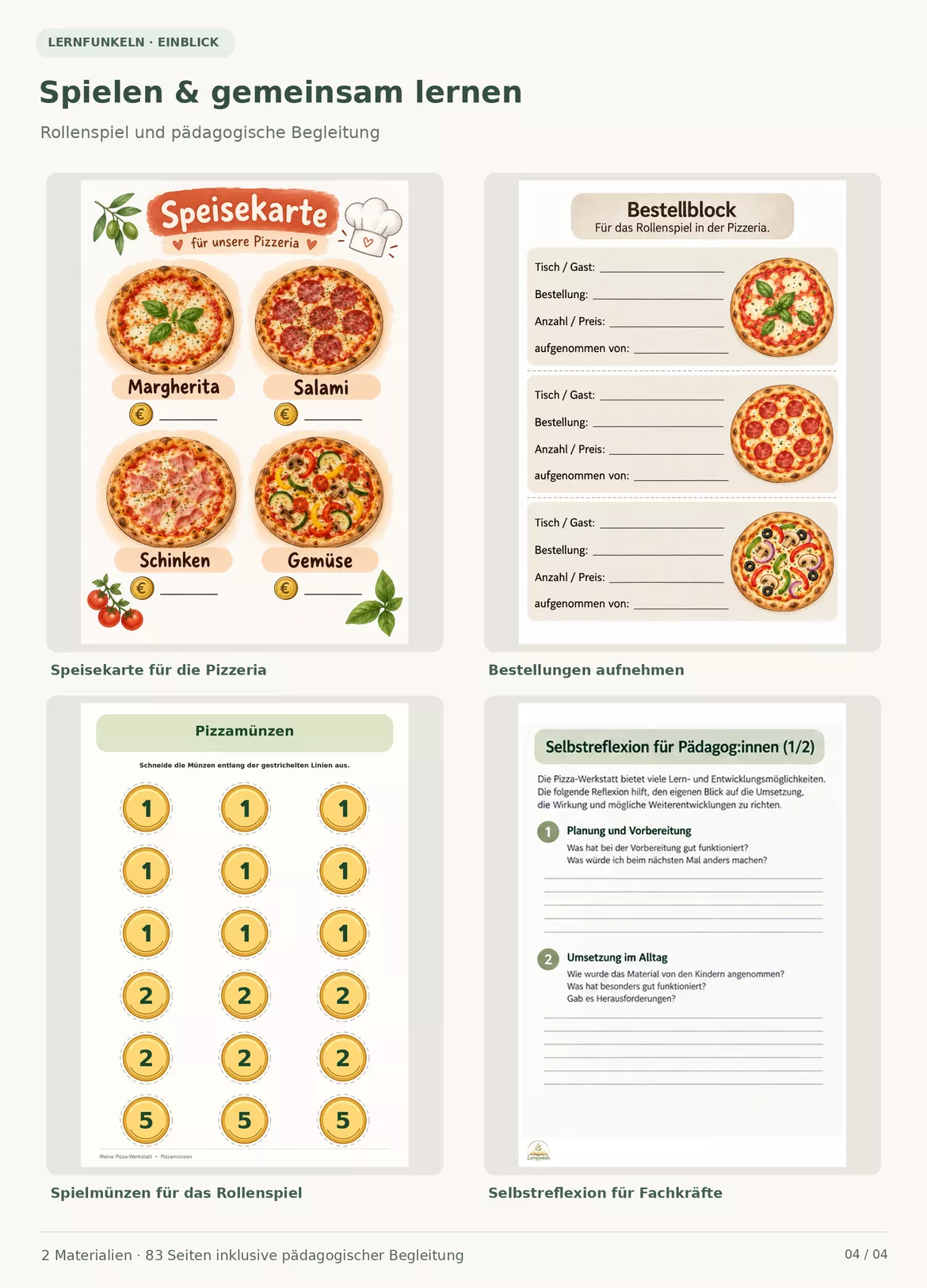 Bild in der Beschreibung des Unterrichtsmaterials Zahlen 1–10 entdecken & Pizza-Werkstatt | Zählen, Mengen & Rollenspiel | Kindergarten & Vorschule von Lernfunkeln Materialien #4