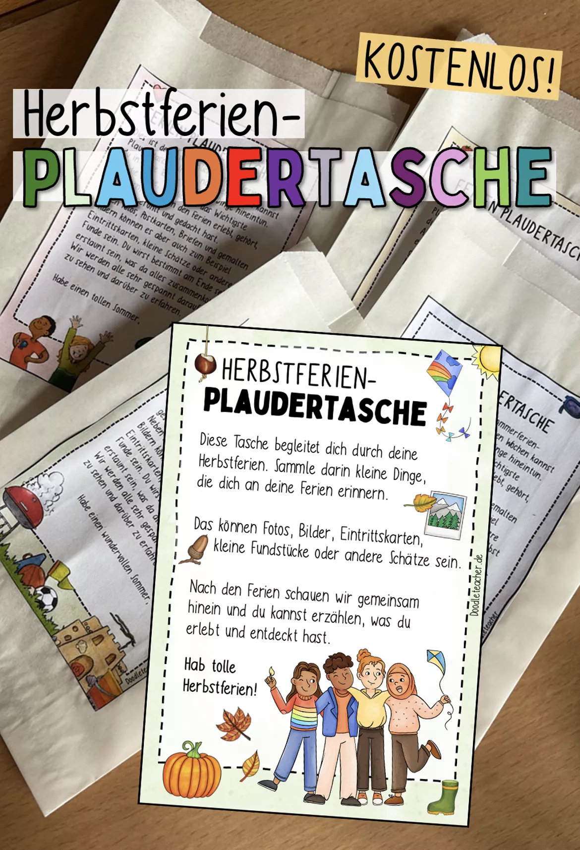Bild in der Beschreibung des Unterrichtsmaterials Herbstferien Plaudertasche Grundschule / Sek1 - Erzählkreis Ferien von Doodleteacher #2