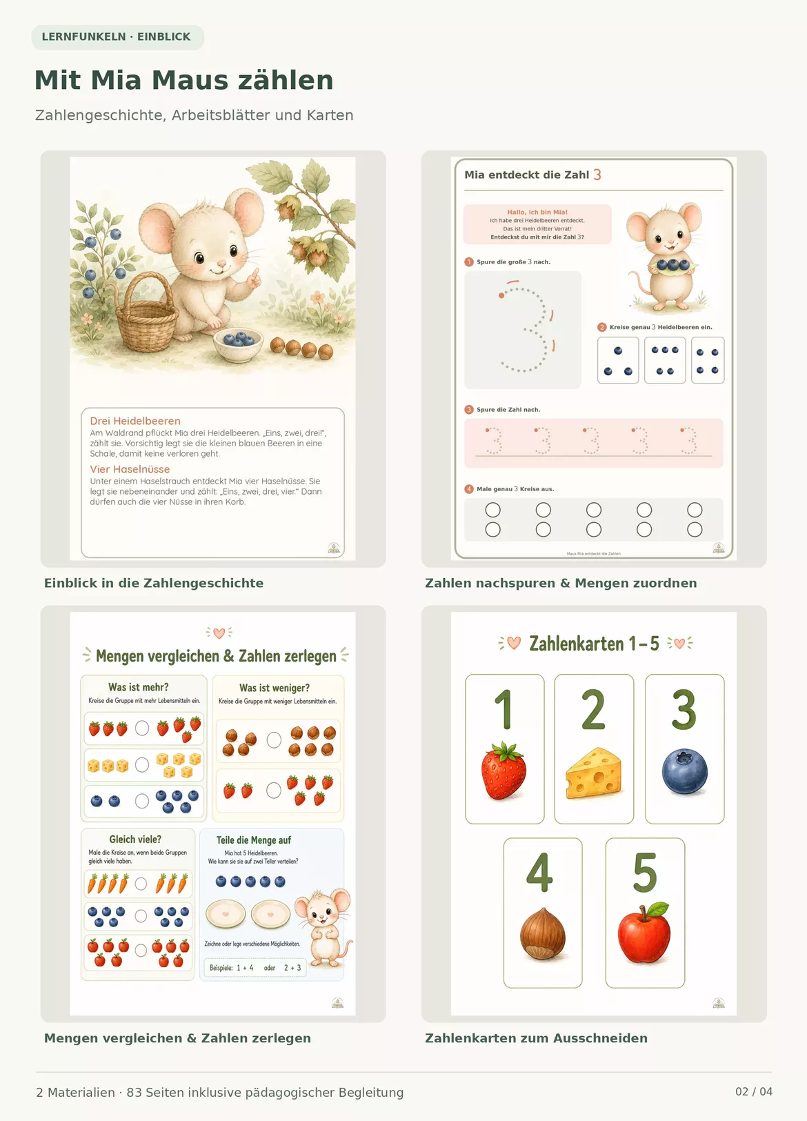 Bild in der Beschreibung des Unterrichtsmaterials Zahlen 1–10 entdecken & Pizza-Werkstatt | Zählen, Mengen & Rollenspiel | Kindergarten & Vorschule von Lernfunkeln Materialien #2