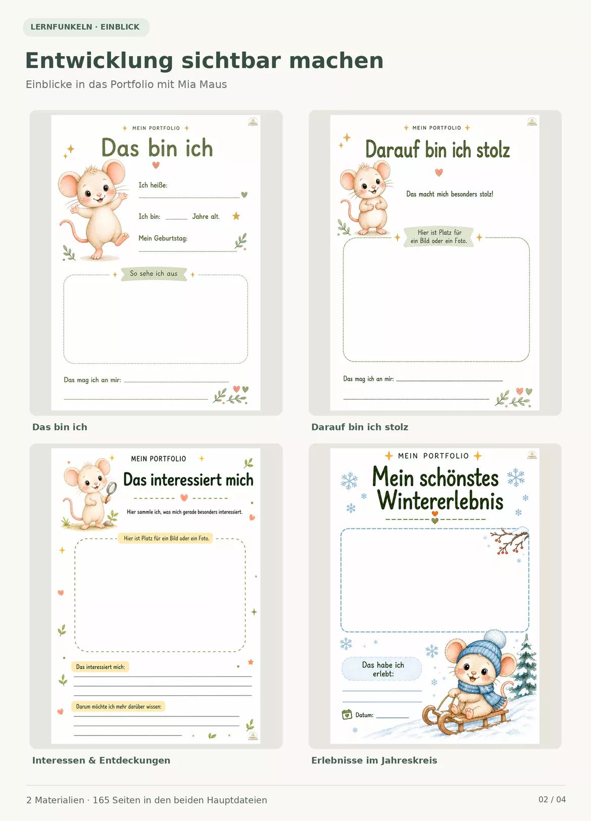 Bild in der Beschreibung des Unterrichtsmaterials Portfolio & Beobachtung im Kindergarten | 165 Seiten für Dokumentation & Reflexion von Lernfunkeln Materialien #2