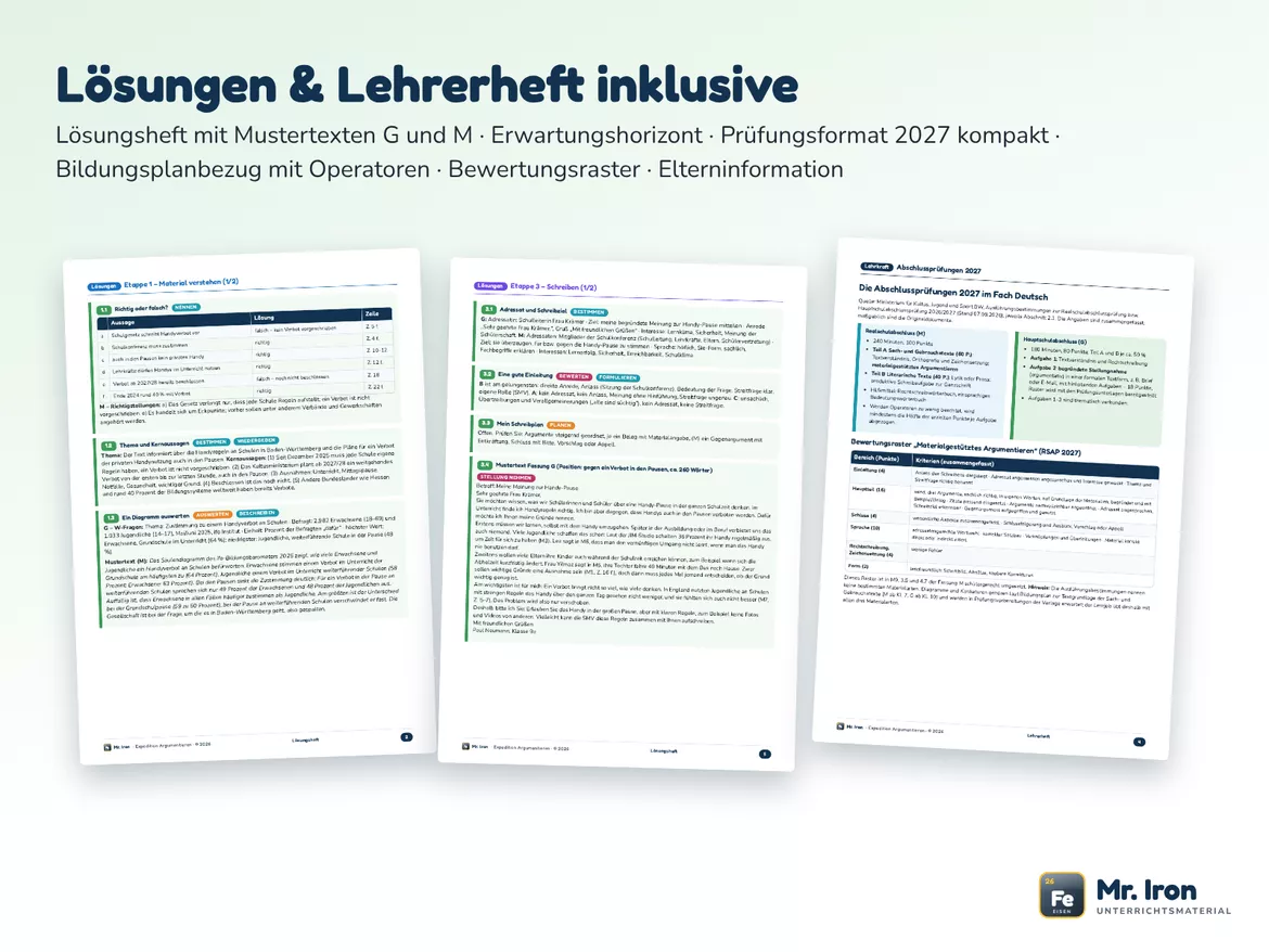 Bild in der Beschreibung des Unterrichtsmaterials Argumentation - Materialgestütztes Argumentieren Kl. 9/10 – Prüfung 2027 (G/M mit Lösungen) von Mr. Iron #4