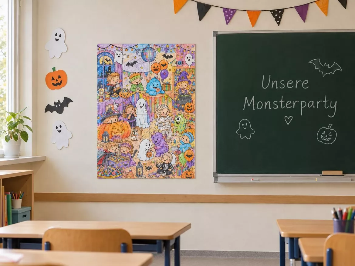 Bild in der Beschreibung des Unterrichtsmaterials Gemeinschaftsbild Halloween – 24 Teile von Grundschulmaterial.shop #1