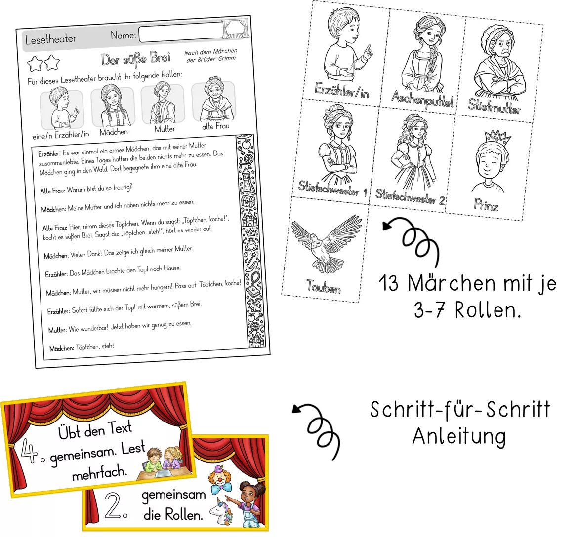 Bild in der Beschreibung des Unterrichtsmaterials Märchen - Lesetheater / Vorlesetheater - Lese-Training - differenziert und mit Bewertung von Odd Bird & Company #1