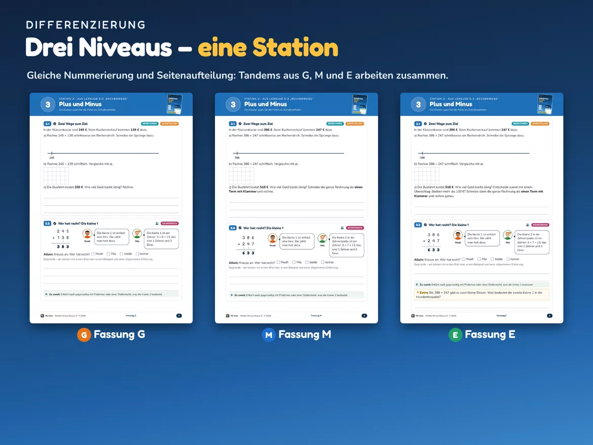 Bild in der Beschreibung des Unterrichtsmaterials Kostenlos - Mathe Klasse 5 Stationenlernen: Zahlen, Rechnen, Größen, Brüche - Gratis-Probe von Mr. Iron #2