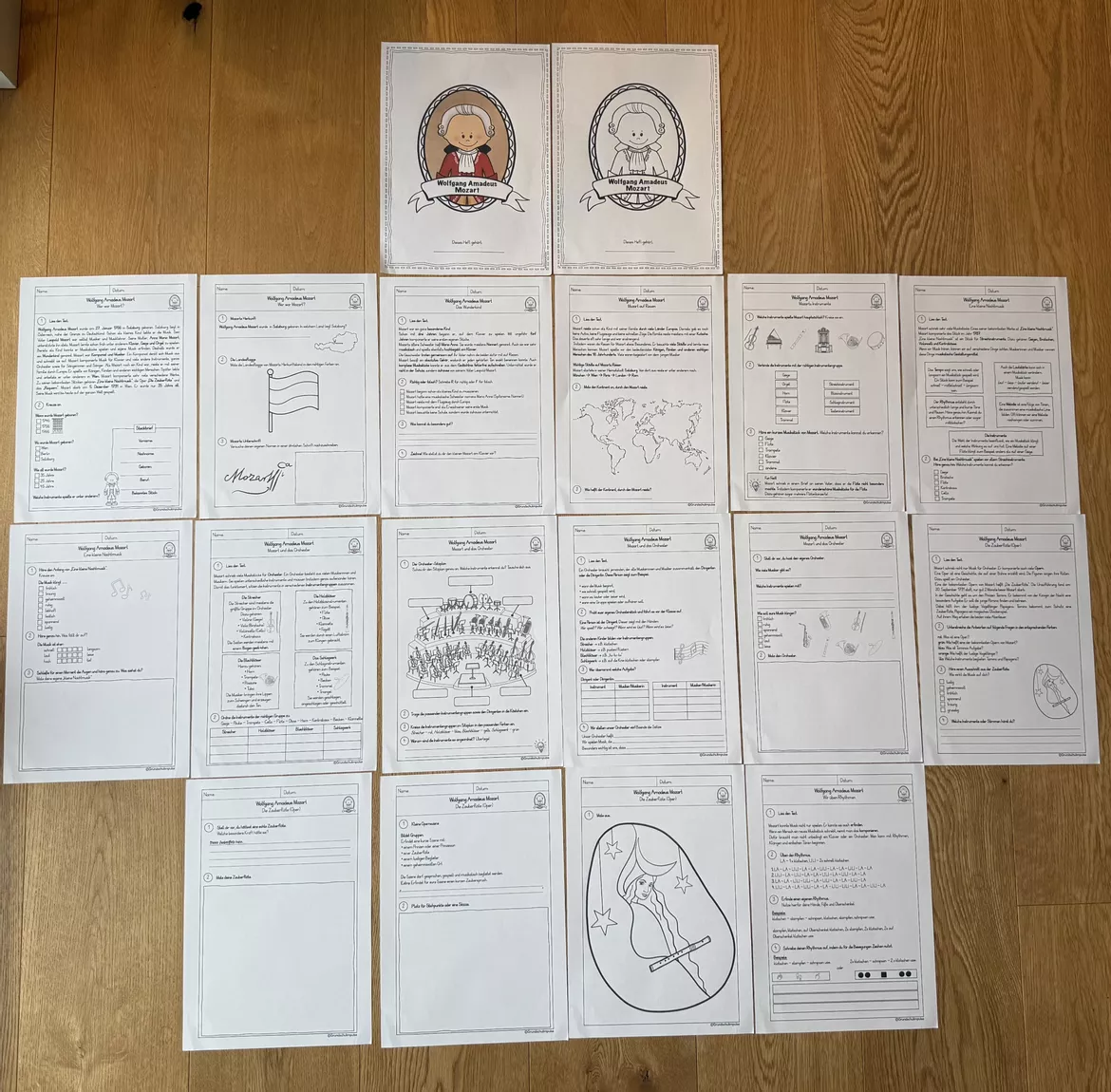 Bild in der Beschreibung des Unterrichtsmaterials Mozart: Arbeitsheft inkl. Tafelmaterial - Leben/Instrumente/Orchester/Oper (Musik: Klasse 3+4) von Grundschulimpulse #2