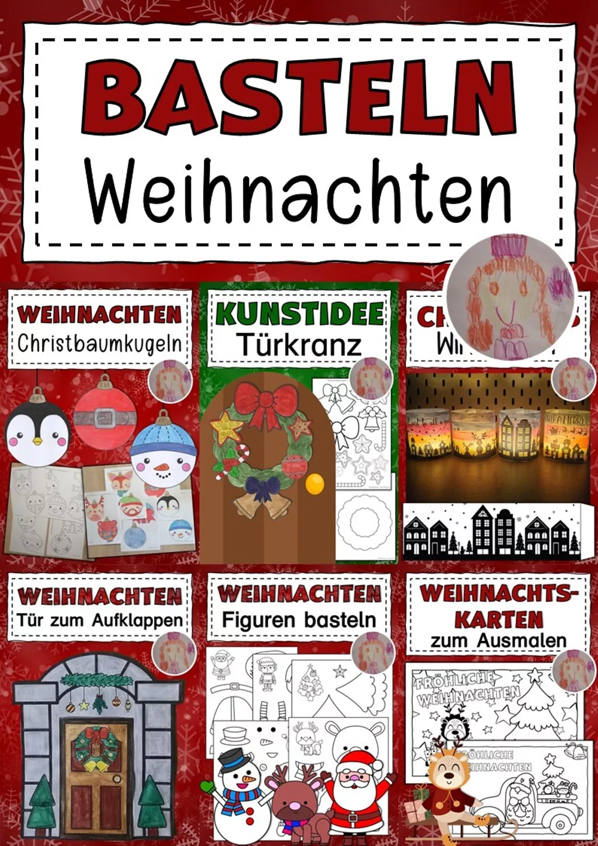 Bild in der Beschreibung des Unterrichtsmaterials Weihnachtskarten zum Ausmalen - weihnachtliche Ausmalbilder von Abenteuer Grundschule Lesen und Kunst #1