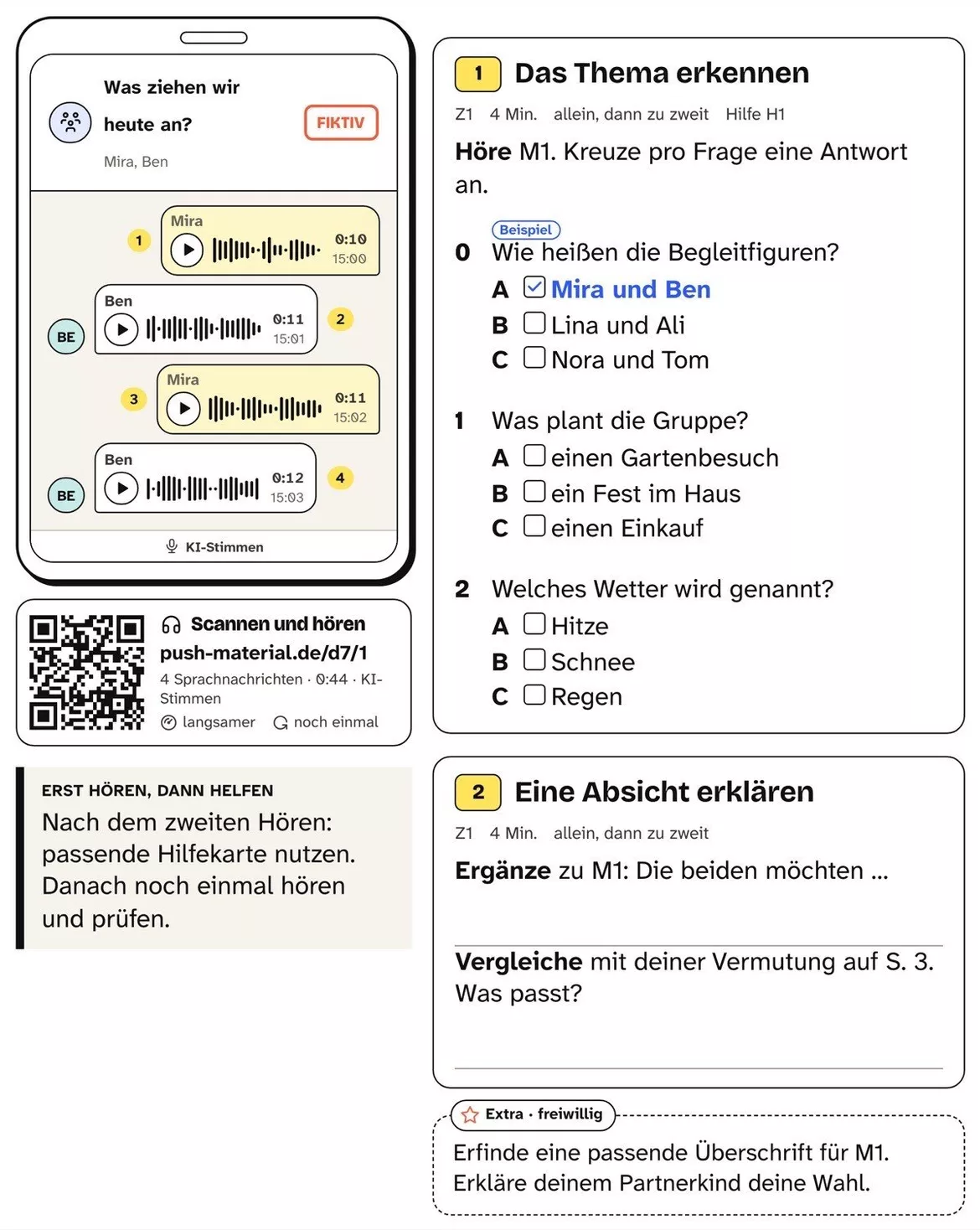Bild in der Beschreibung des Unterrichtsmaterials DaZ Hörverstehen: Was ziehen wir heute an? Kl. 4–6, mit Audio von PUSH #1