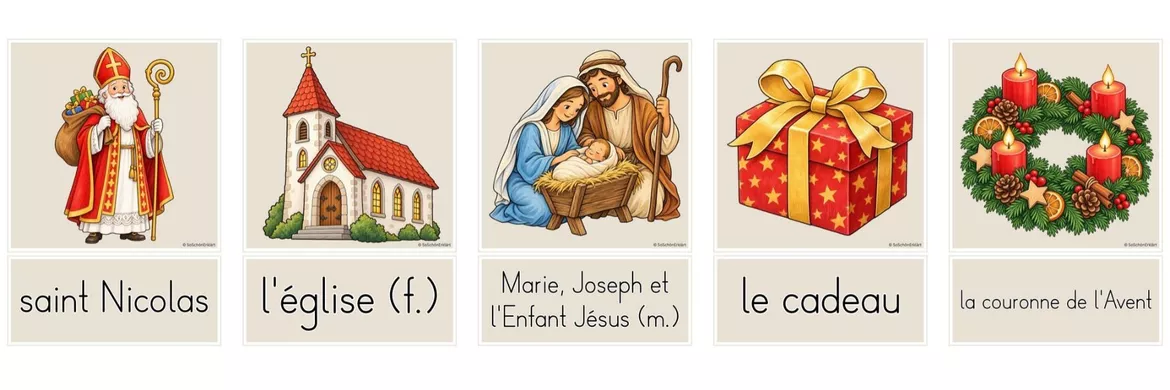 Bild in der Beschreibung des Unterrichtsmaterials Cartes illustrées | Französisch Bildkarten - Weihnachten | Noël von SoSchönErklärt #1