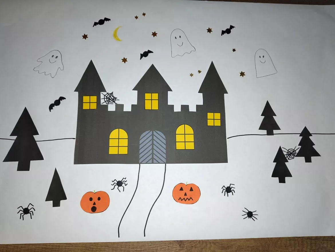 Bild in der Beschreibung des Unterrichtsmaterials Lesen & Gestalten - Kooperatives Halloweenbild von Frau Stachelmeier #1
