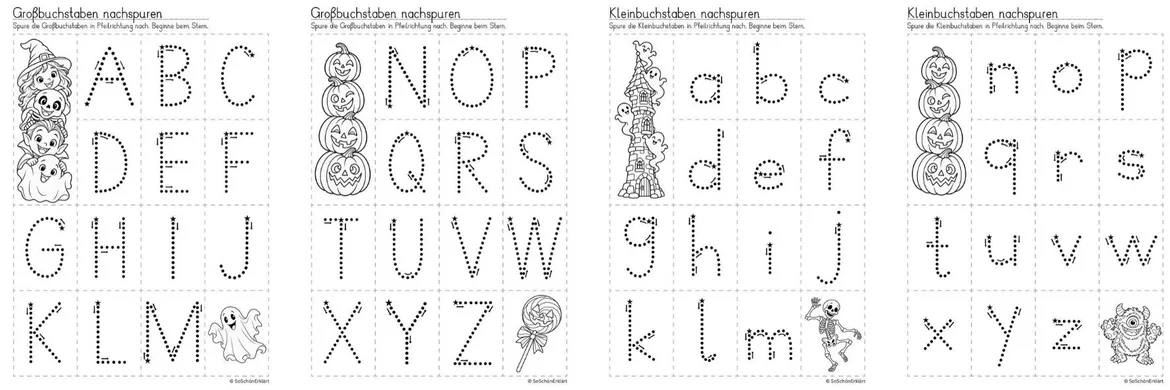 Bild in der Beschreibung des Unterrichtsmaterials Nachspuren | Halloween-Edition - Das Alphabet (Vorschule und Klasse 1) von SoSchönErklärt #1