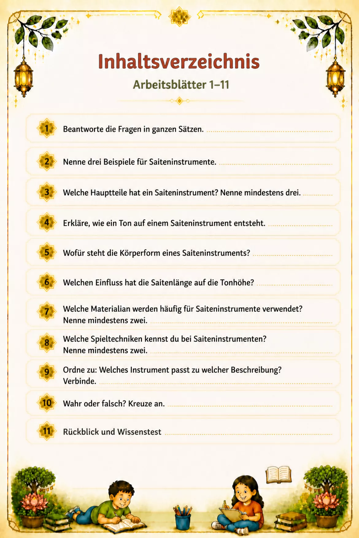 Bild in der Beschreibung des Unterrichtsmaterials Instrumente: Die Saiteninstrumente von BLÜHMCHEN #1