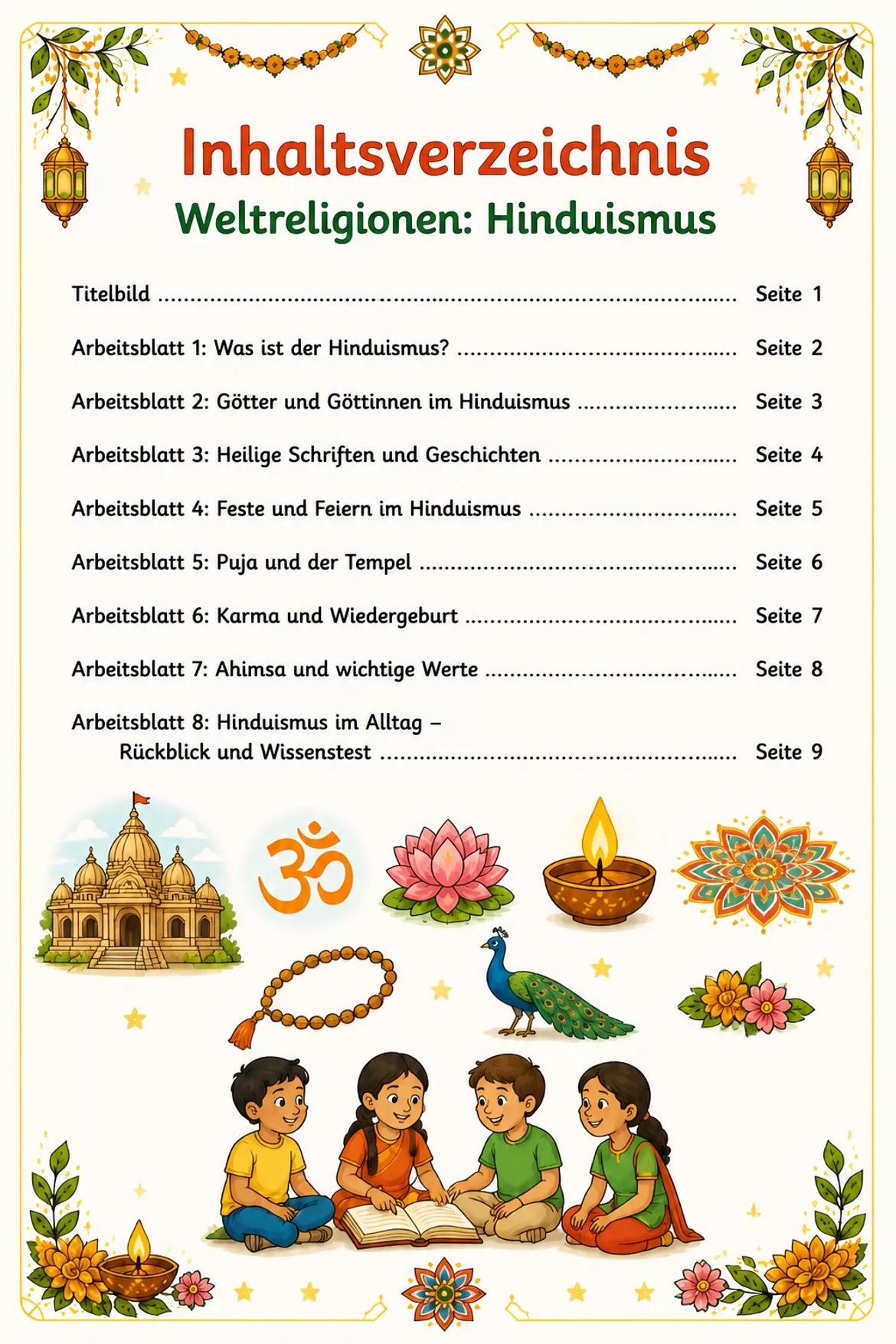 Bild in der Beschreibung des Unterrichtsmaterials Weltreligionen: Der Hinduismus von BLÜHMCHEN #1