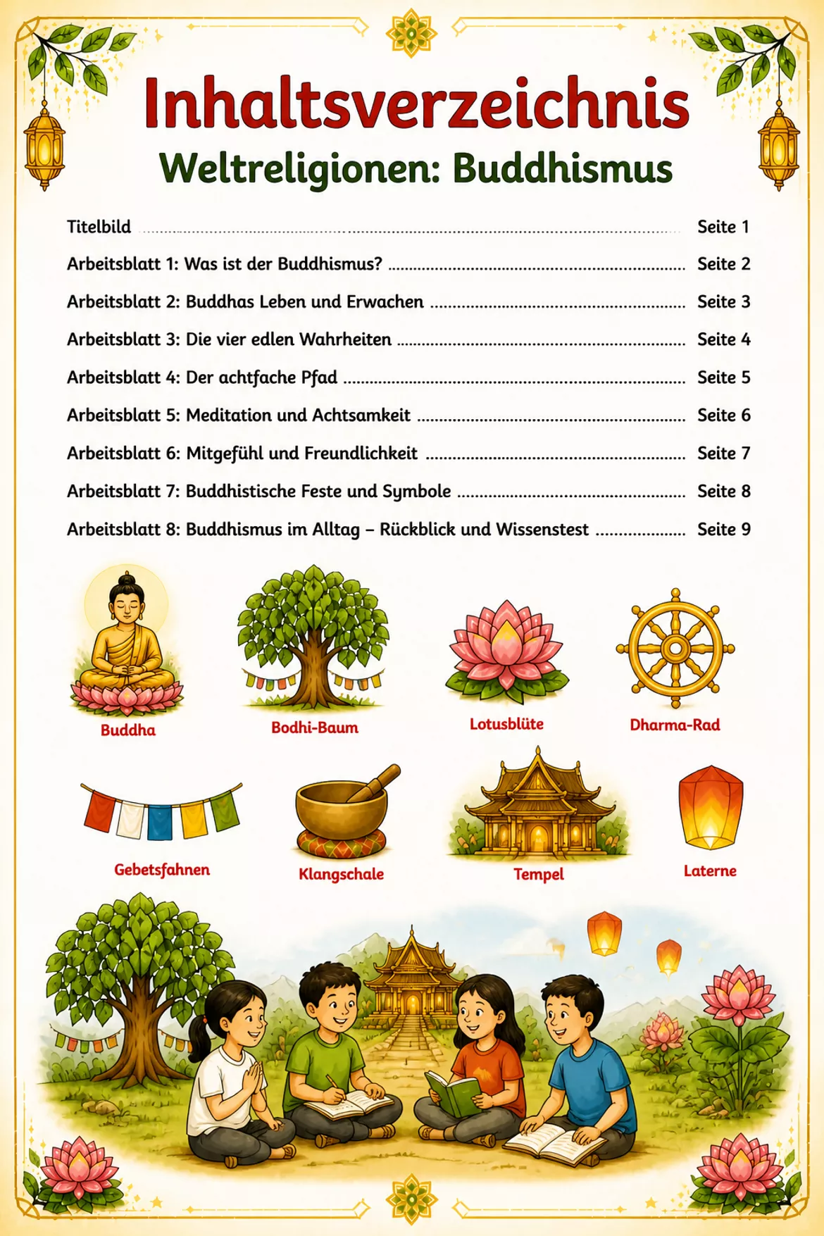 Bild in der Beschreibung des Unterrichtsmaterials Weltreligionen: Der Buddhismus von BLÜHMCHEN #1