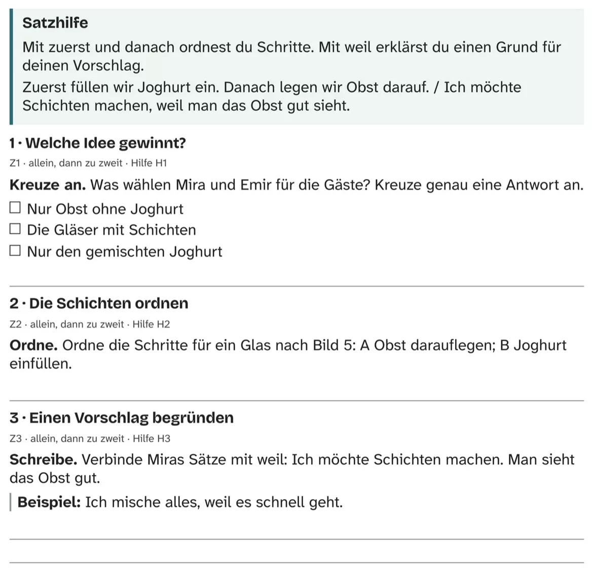Bild in der Beschreibung des Unterrichtsmaterials DaZ A2: Ein Rezept, zwei Ideen – Comic, Aufgaben und Lösungen von PUSH #2