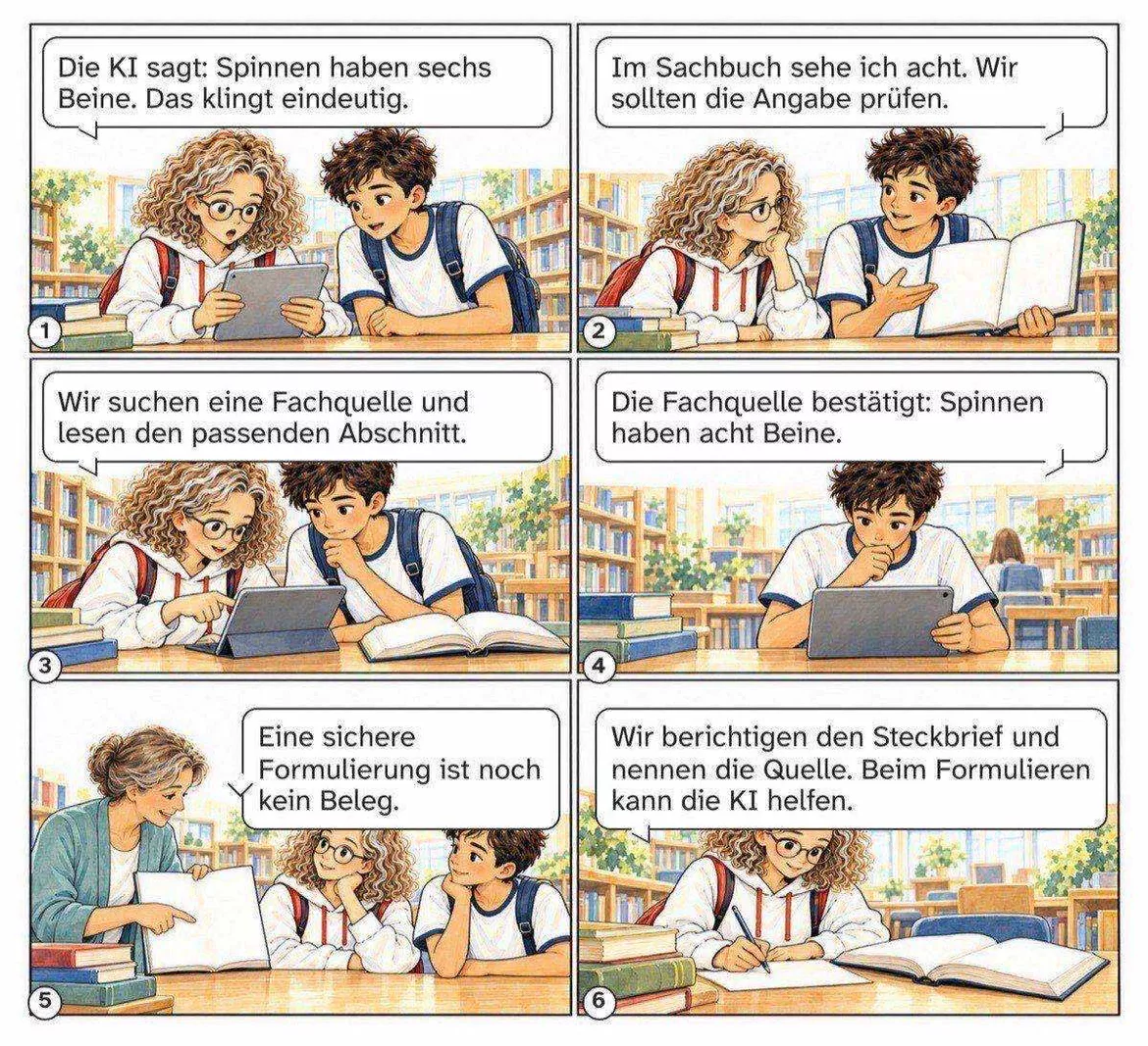 Bild in der Beschreibung des Unterrichtsmaterials Die KI klingt sicher: Comic mit Aufgaben und Lösungen, Kl. 5–6 von PUSH #1