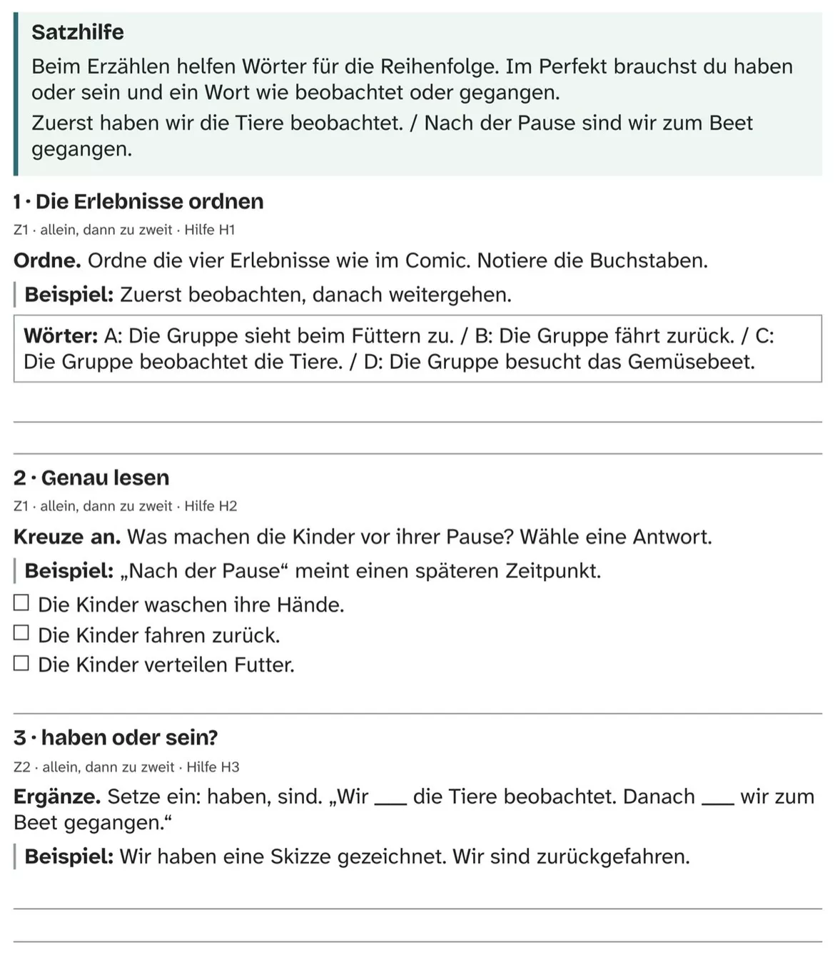 Bild in der Beschreibung des Unterrichtsmaterials DaZ A2: Ein Projekttag auf dem Hof – Comic, Aufgaben und Lösungen von PUSH #2