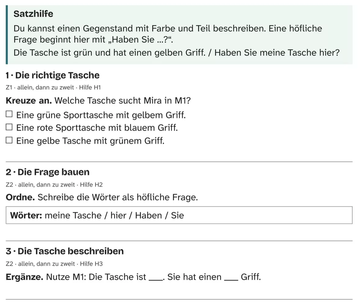 Bild in der Beschreibung des Unterrichtsmaterials DaZ A1: Die verschwundene Sporttasche – Comic, Aufgaben und Lösungen von PUSH #2