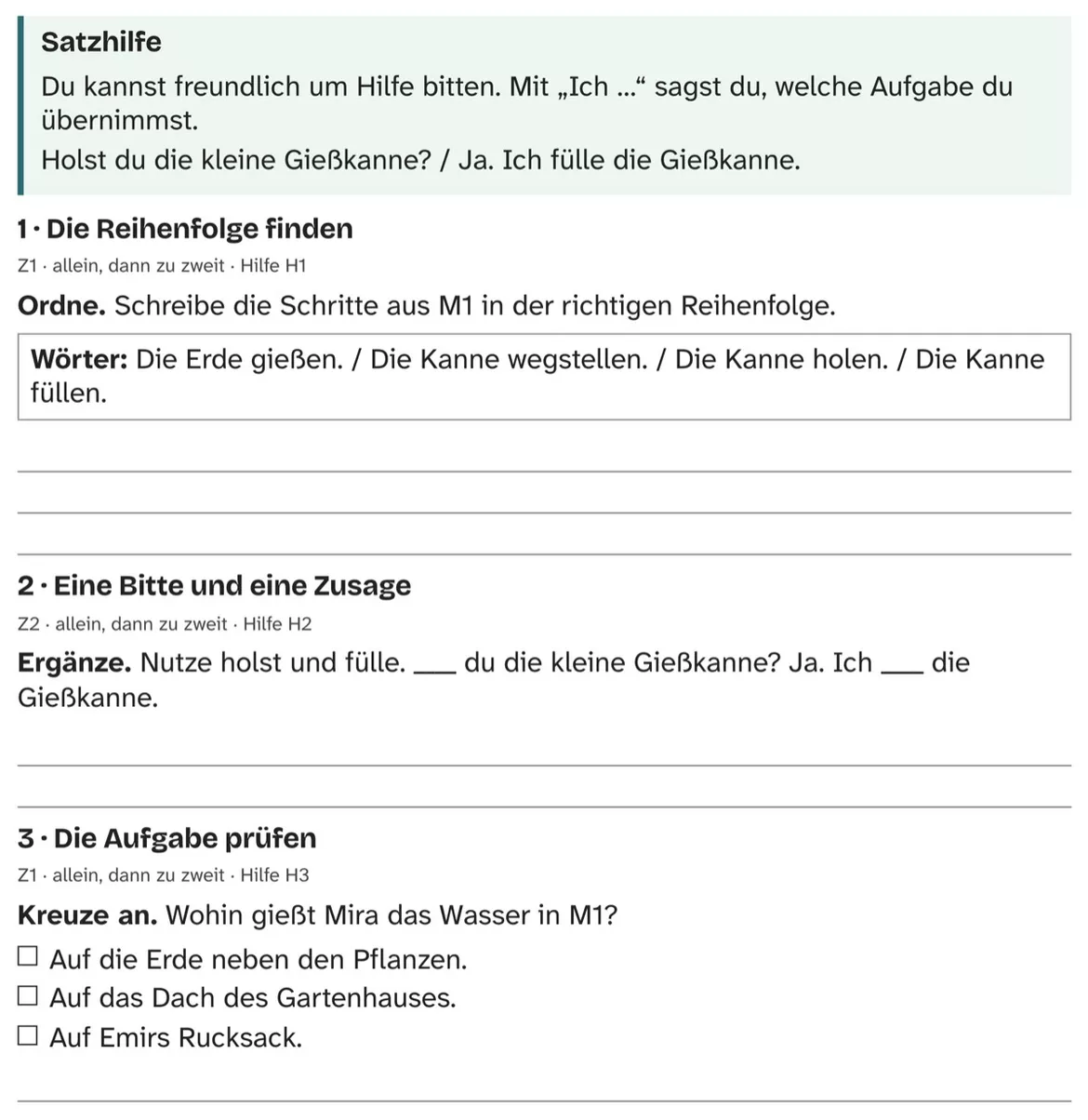 Bild in der Beschreibung des Unterrichtsmaterials DaZ A1: Wasser für die Bohnen – Comic, Aufgaben und Lösungen von PUSH #2