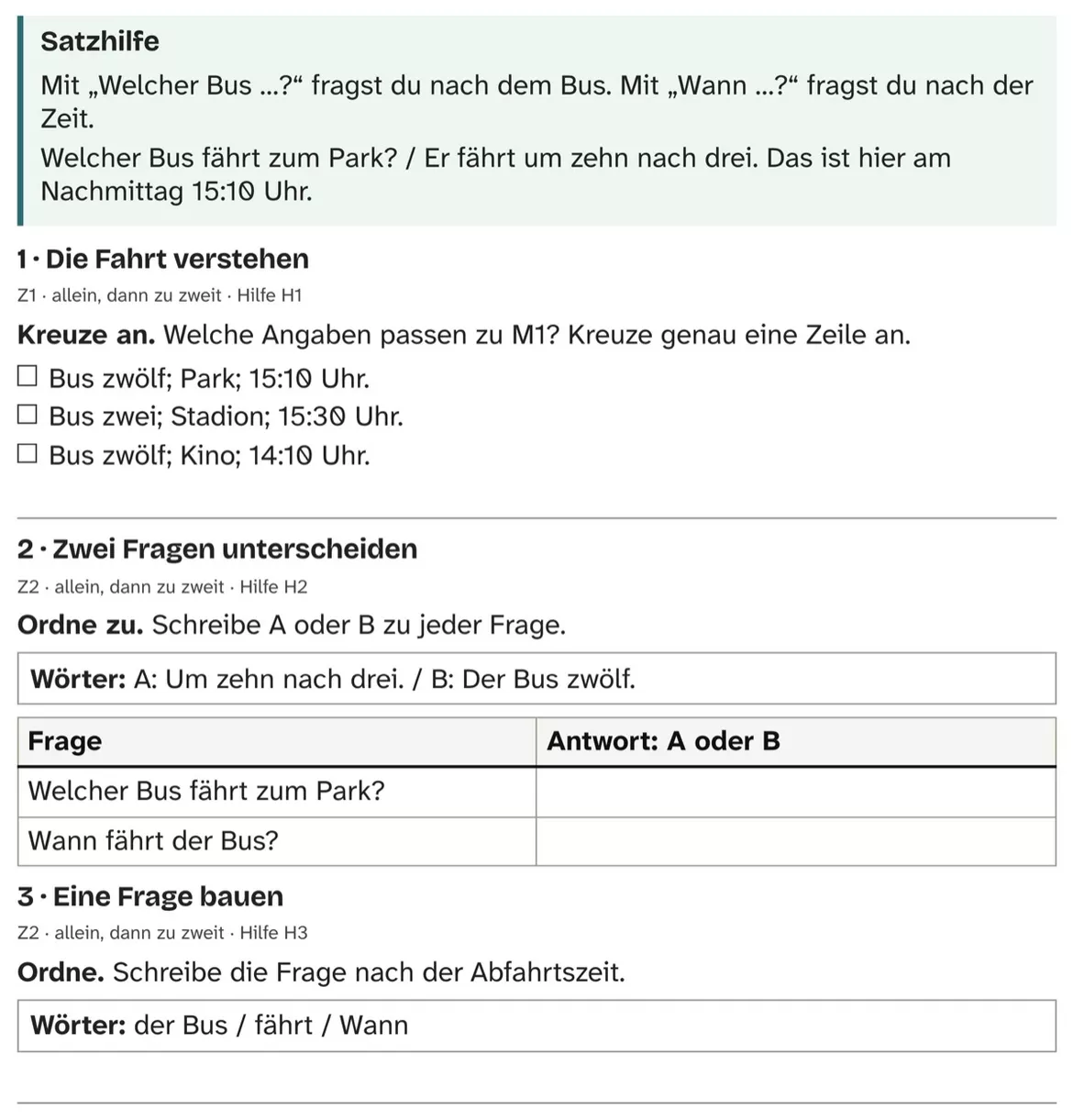 Bild in der Beschreibung des Unterrichtsmaterials DaZ A1: Welcher Bus fährt zum Park? – Comic, Aufgaben und Lösungen von PUSH #2