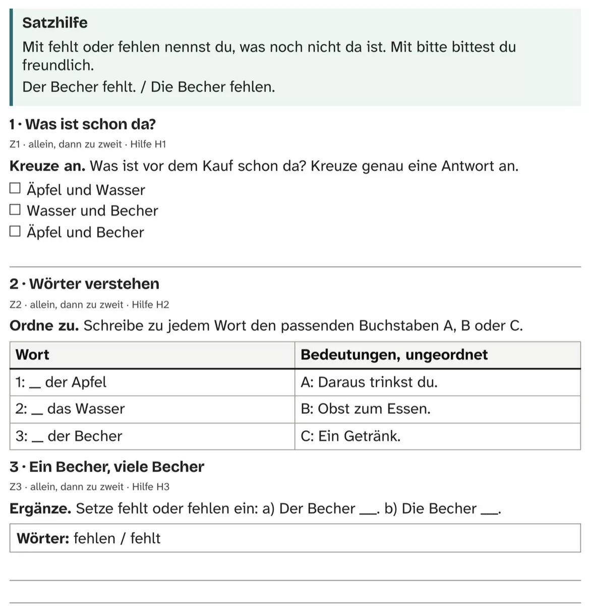 Bild in der Beschreibung des Unterrichtsmaterials DaZ A1: Was fehlt fürs Picknick? – Comic, Aufgaben und Lösungen von PUSH #2
