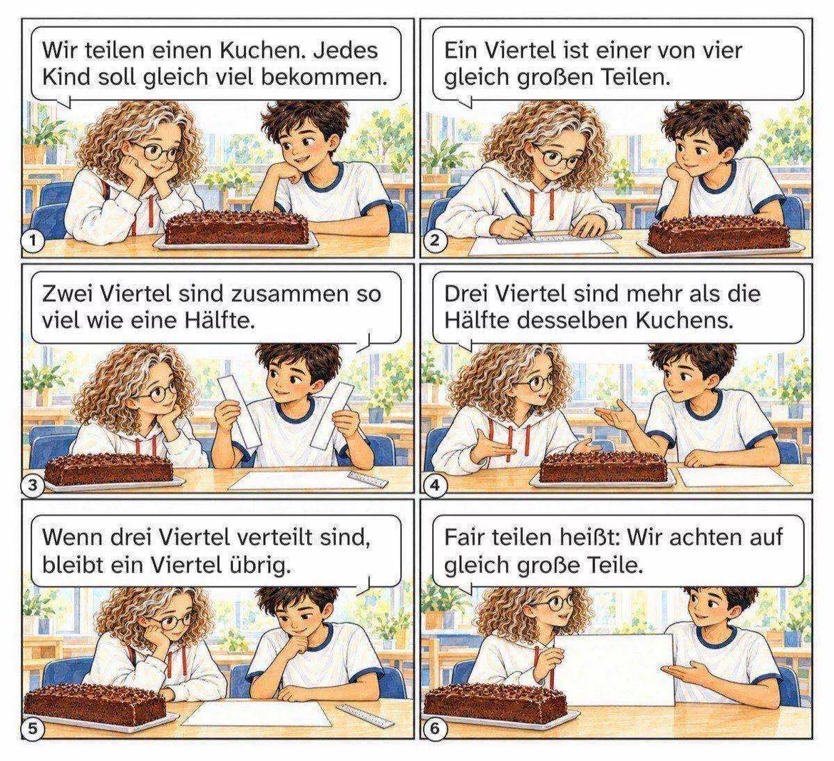 Bild in der Beschreibung des Unterrichtsmaterials Fair geteilt: Comic mit Aufgaben und Lösungen, Kl. 3–4 von PUSH #1