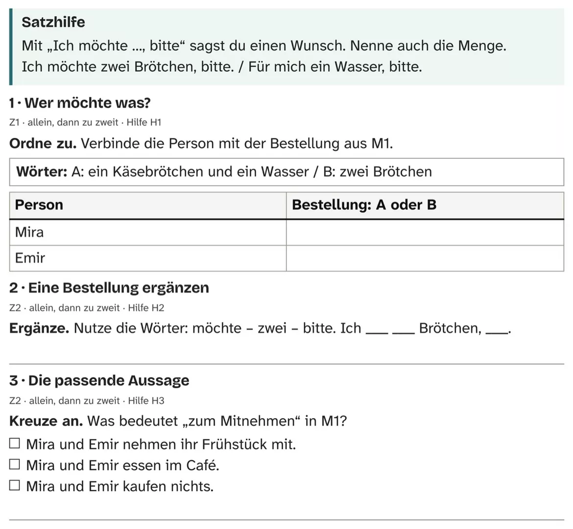 Bild in der Beschreibung des Unterrichtsmaterials DaZ A1: Ein Frühstück zum Mitnehmen – Comic, Aufgaben und Lösungen von PUSH #2