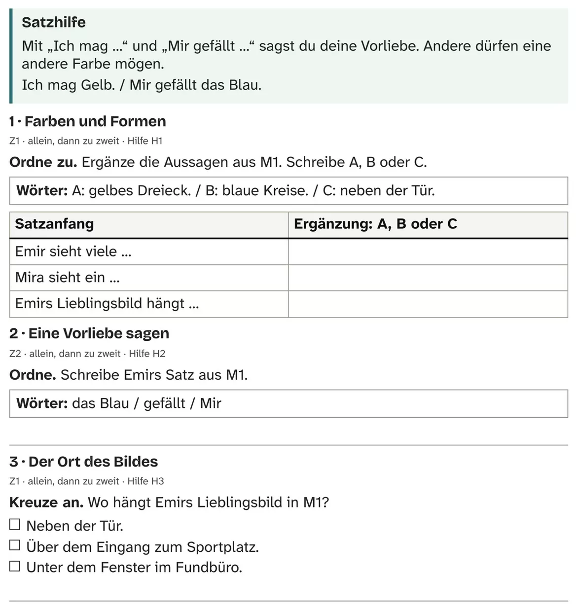 Bild in der Beschreibung des Unterrichtsmaterials DaZ A1: Ein Bild voller Farben – Comic, Aufgaben und Lösungen von PUSH #2
