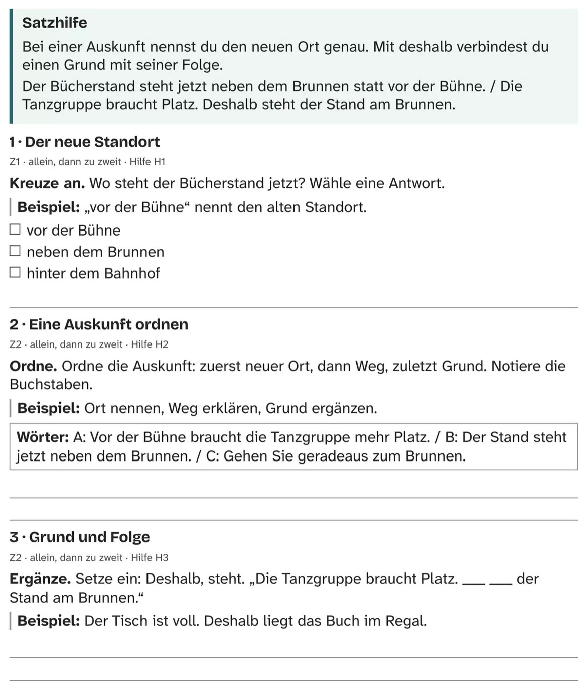 Bild in der Beschreibung des Unterrichtsmaterials DaZ A2: Der Stand hat einen neuen Platz – Comic, Aufgaben und Lösungen von PUSH #2