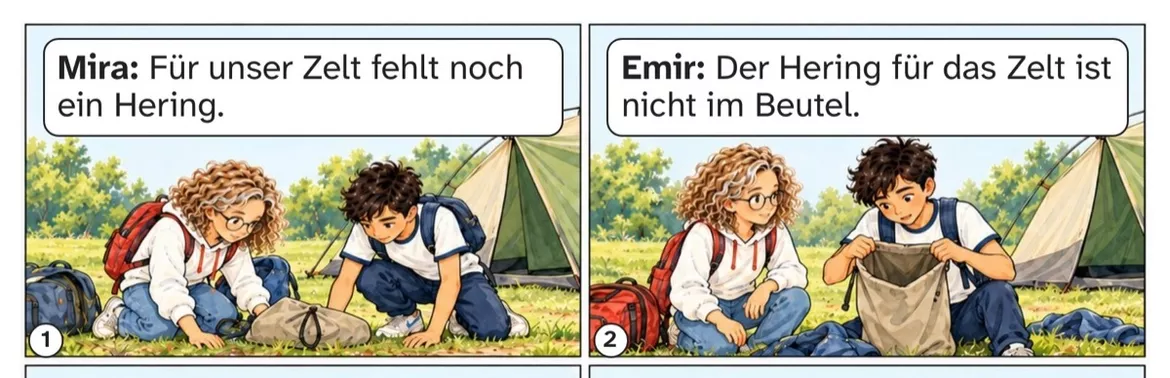 Bild in der Beschreibung des Unterrichtsmaterials DaZ A1: Der Hering fehlt – Comic, Aufgaben und Lösungen von PUSH #1