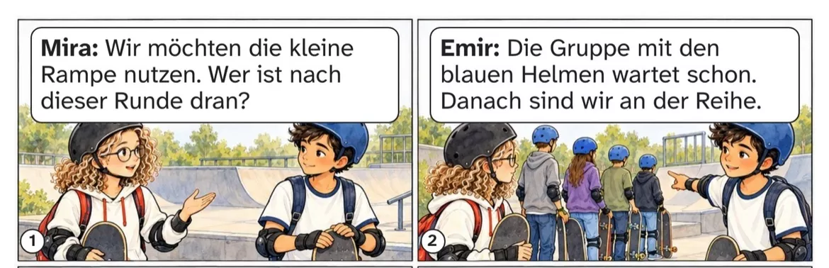 Bild in der Beschreibung des Unterrichtsmaterials DaZ A2: Platz für alle – Comic, Aufgaben und Lösungen von PUSH #1