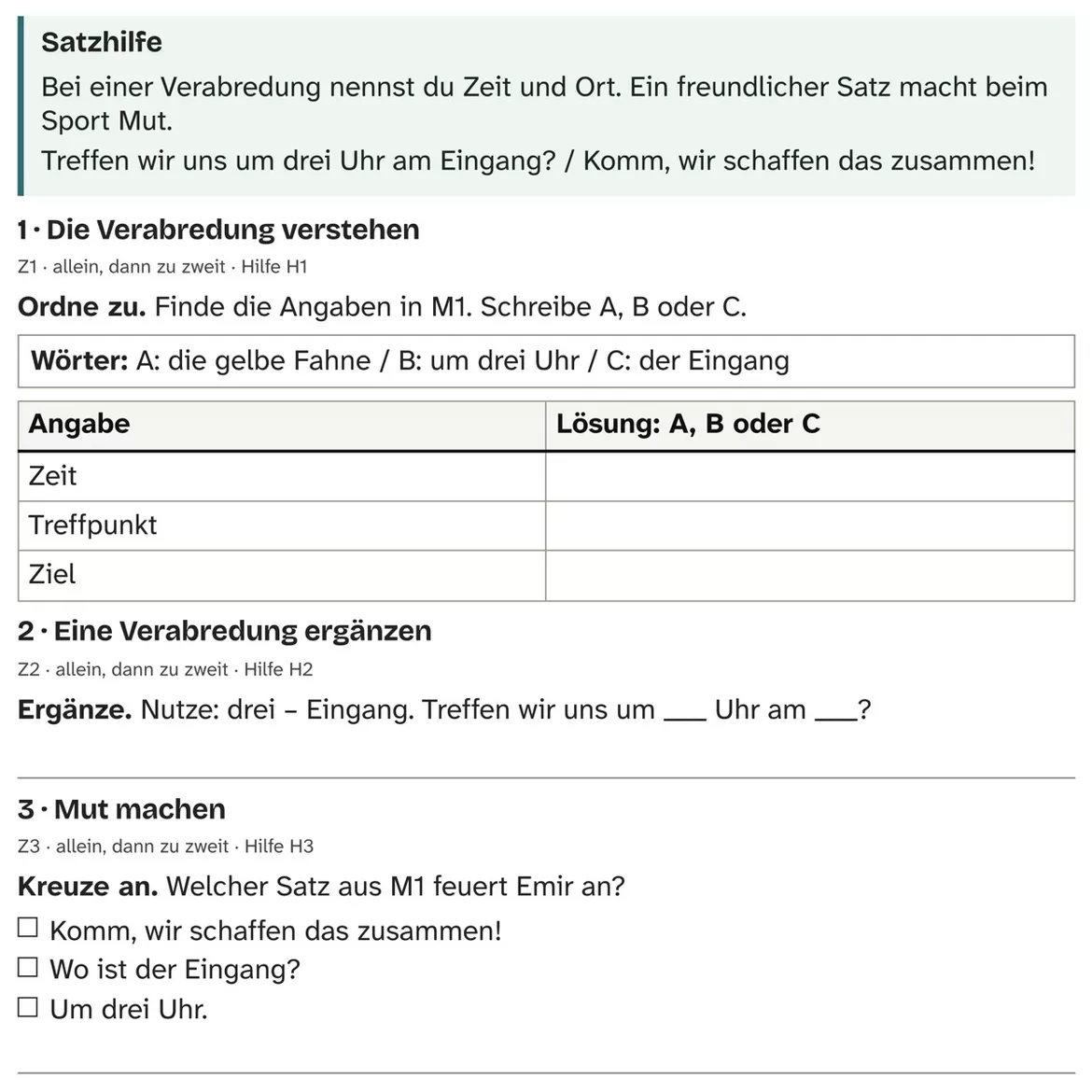 Bild in der Beschreibung des Unterrichtsmaterials DaZ A1: Zusammen ins Ziel – Comic, Aufgaben und Lösungen von PUSH #2