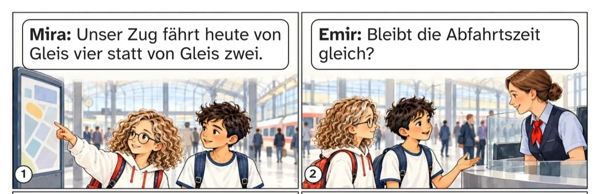 Bild in der Beschreibung des Unterrichtsmaterials DaZ A2: Der Ausflug fährt anders – Comic, Aufgaben und Lösungen von PUSH #1