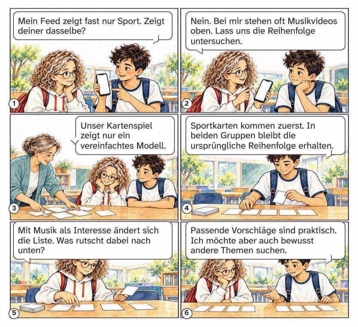 Bild in der Beschreibung des Unterrichtsmaterials Warum zeigt mein Feed das? Comic mit Aufgaben und Lösungen, Kl. 7–8 von PUSH #1