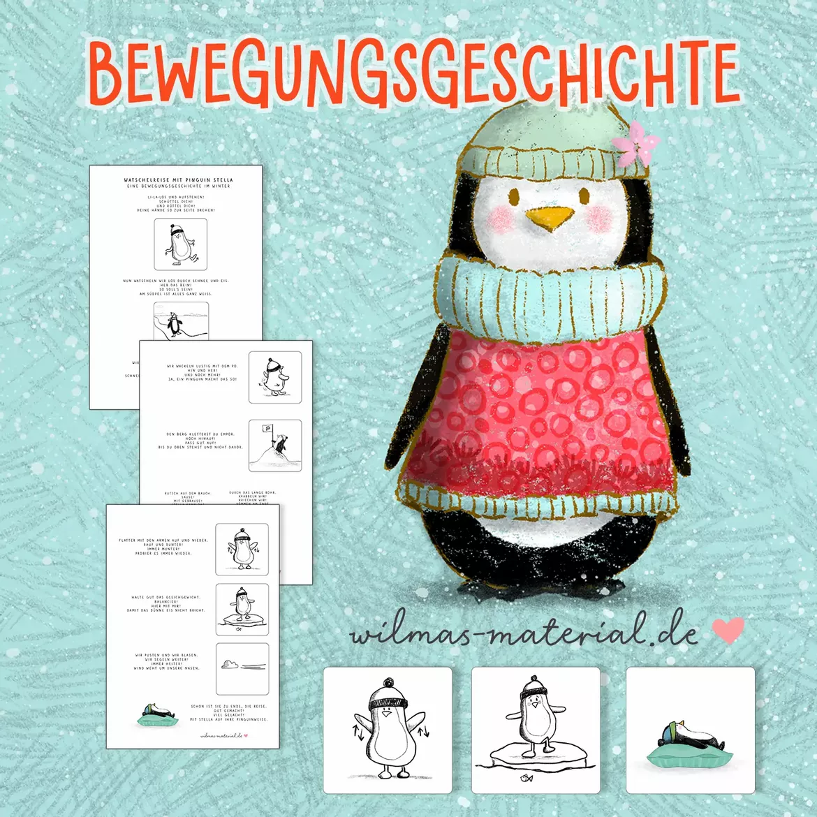 Bild in der Beschreibung des Unterrichtsmaterials Bewegungsgeschichte Winter - mit Stella Pinguin von Wilma Wochenwurm #1