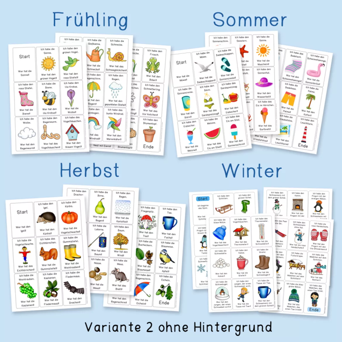 Bild in der Beschreibung des Unterrichtsmaterials Lesespiele zu den Jahreszeiten (Sparpaket - "Ich habe - wer hat") von Grundschulatelier #2