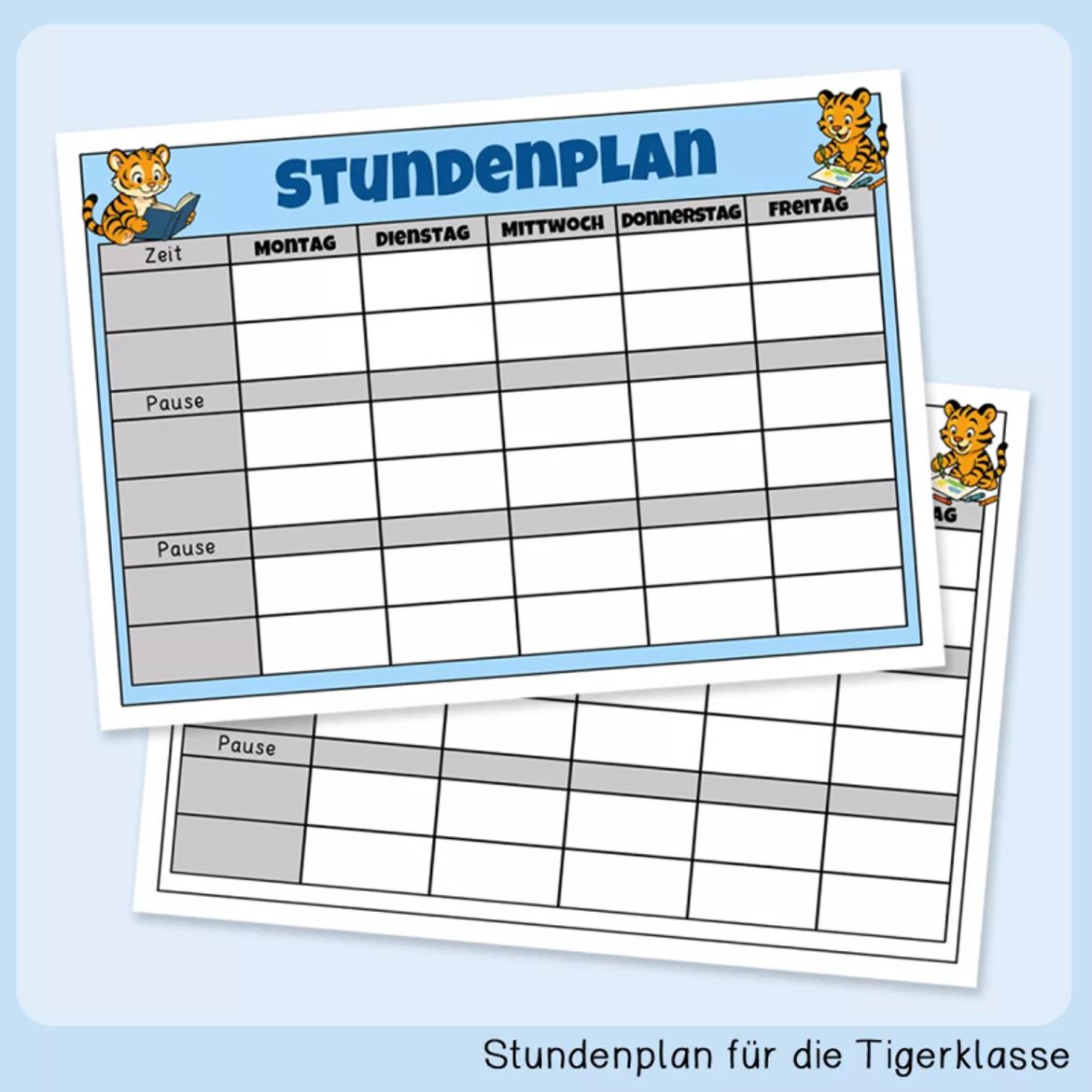 Bild in der Beschreibung des Unterrichtsmaterials Stundenplan für die Tigerklasse (Klassentier: Tiger) von Grundschulatelier #1