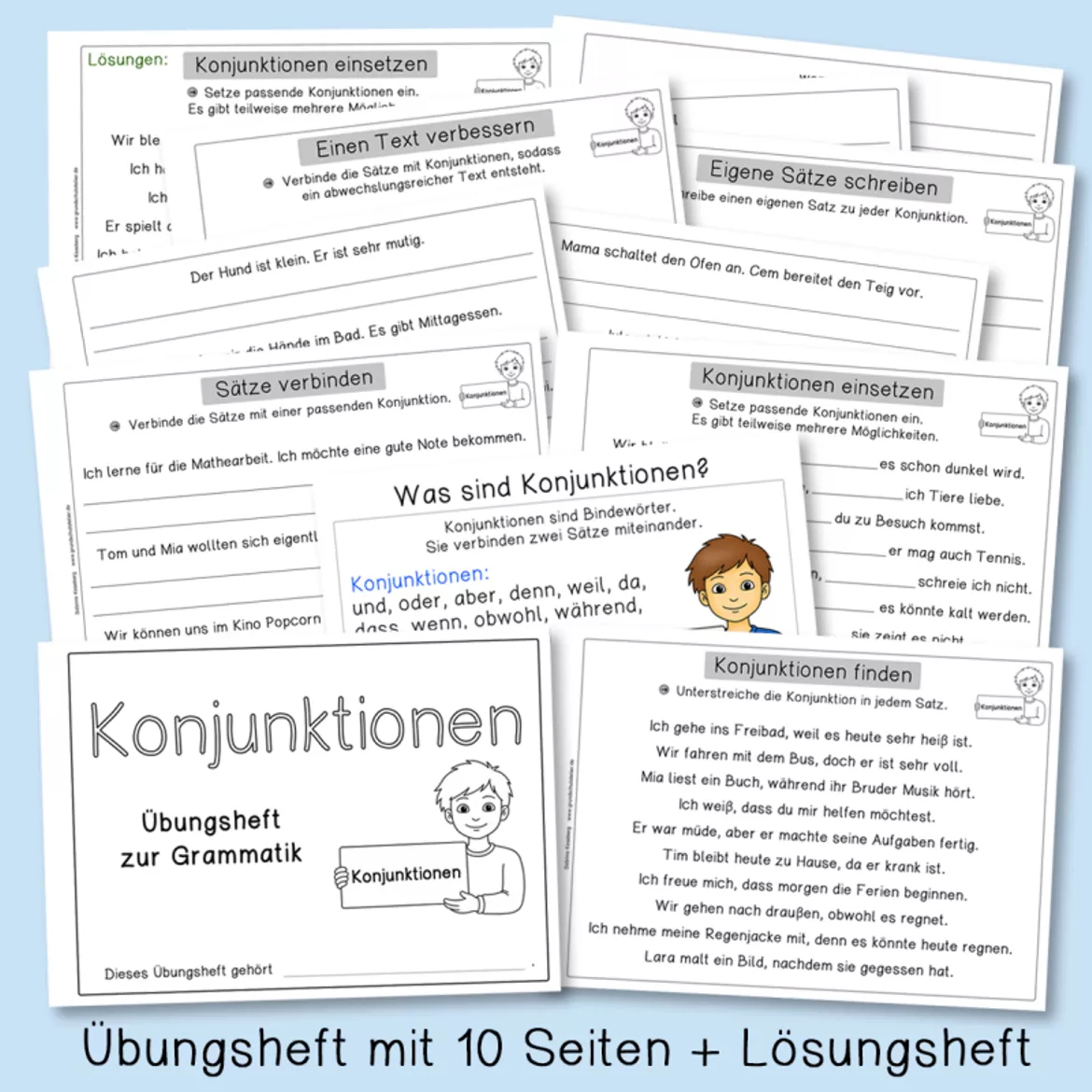 Bild in der Beschreibung des Unterrichtsmaterials Konjunktionen (Übungsheft, Grammatik) von Grundschulatelier #1