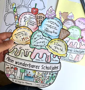 Bild in der Beschreibung des Unterrichtsmaterials Eisbecher / Schuljahresende Craftivity - PAKET (D&E) von Doodleteacher #1