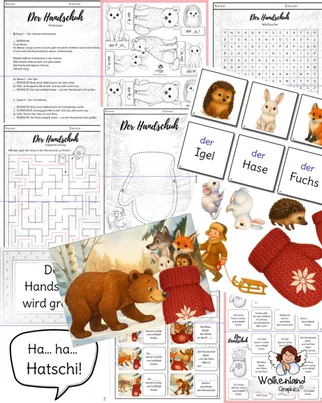 Bild in der Beschreibung des Unterrichtsmaterials Der verlorene Handschuh - DaZ Bildgeschichte Märchen Tiere von Wolkenland.Graphics #1
