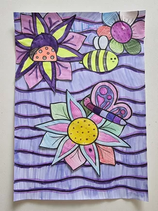 Bild in der Beschreibung des Unterrichtsmaterials Kreativprojekt Blumenbilder, Malvorlagen, Kunstunterricht, Klasse 1, 2, 3, 4 von Frau Zauberfuchs #2
