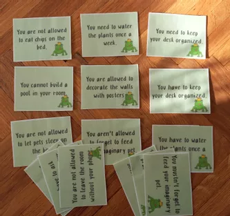 Bild in der Beschreibung des Unterrichtsmaterials Cards / Modal Verbs / Rules about your room von Mount Philosophy #1
