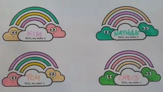Bild in der Beschreibung des Unterrichtsmaterials Namensschilder Türschilder / Dekoration / Regenbogen Englisch / Klasse 4,5,6 von Mount Philosophy #1